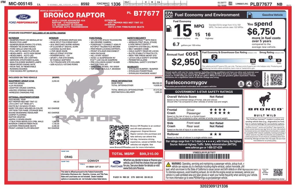 Used 2023 Red Ford Raptor image 9