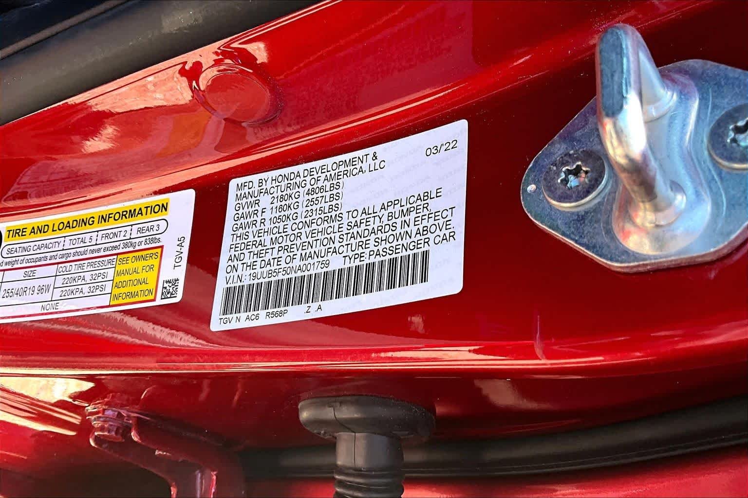 Used 2022 Performance Red Pearl Acura w/A-Spec Package image 32