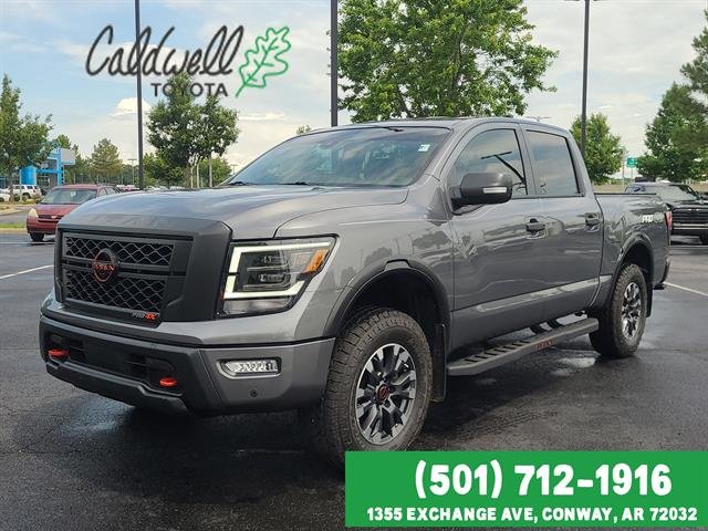 Gray (Gun Metallic) 2024 Nissan Titan PRO-4X Crew Cab 4WD Pickup Truck Four-Wheel Drive