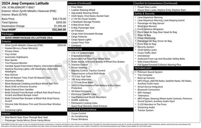 Used 2024 Silver Zynith Metallic Clearcoat Jeep Latitude image 26