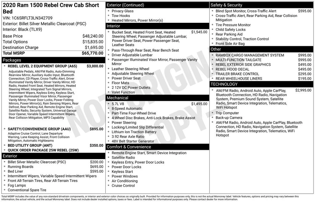 Certified Used 2020 Silver Ram Rebel image 8