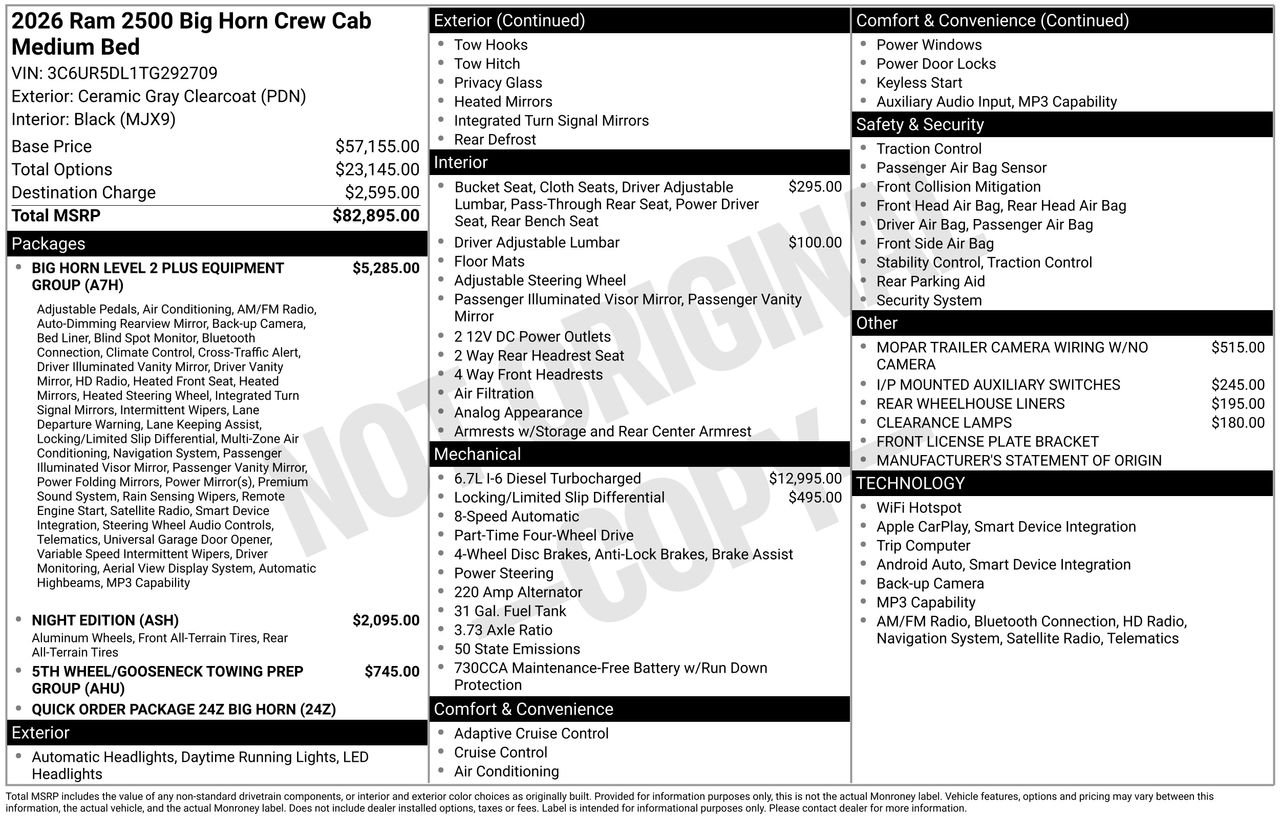 New 2026 Ceramic Gray Clear-Coat Exterior Paint RAM Big Horn image 31