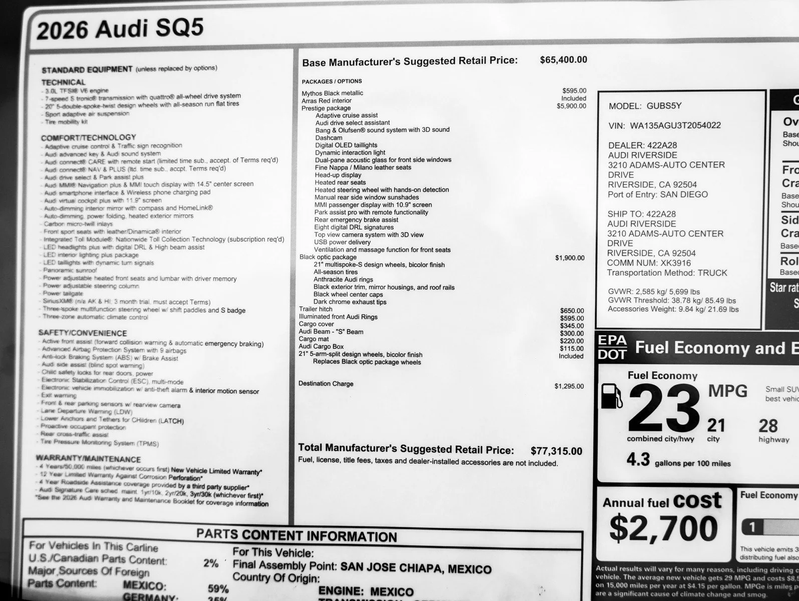 New 2026 Mythos Black Metallic Audi Prestige image 24
