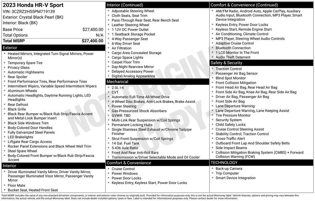 Used 2023 Black Honda Sport image 17
