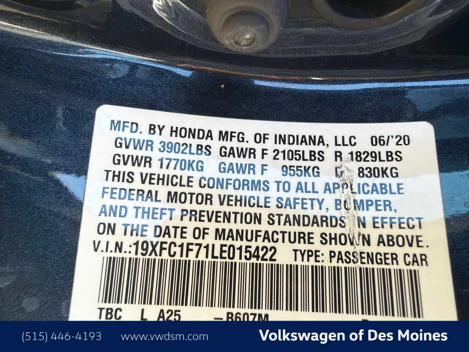 Used 2020 Cosmic Blue Metallic Honda EX-L image 20