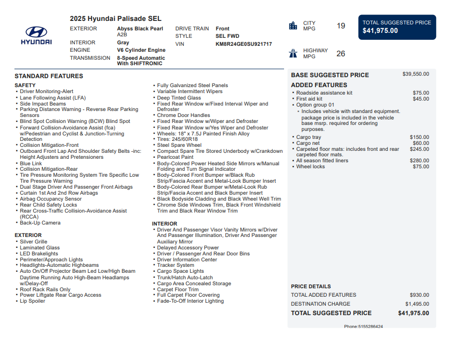 Used 2025 Black Hyundai SEL image 3
