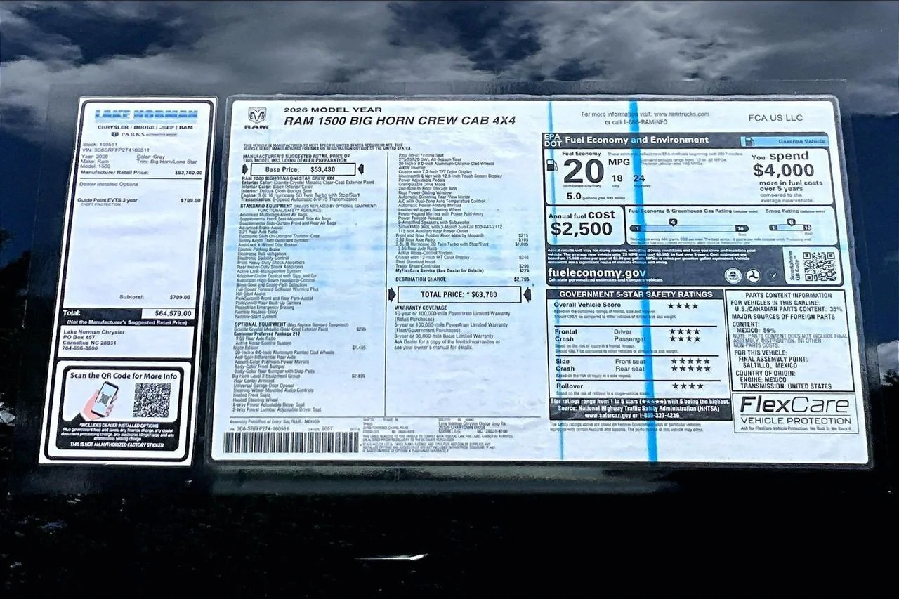 New 2026 Granite Crystal Metallic Clearcoat RAM Big Horn/Lone Star image 32