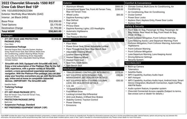 Used 2022 NORTHSKY BLUE METALLIC Chevrolet RST image 5