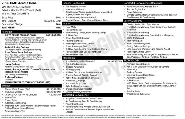 Used 2026 Glacier White Tricoat GMC Denali image 1
