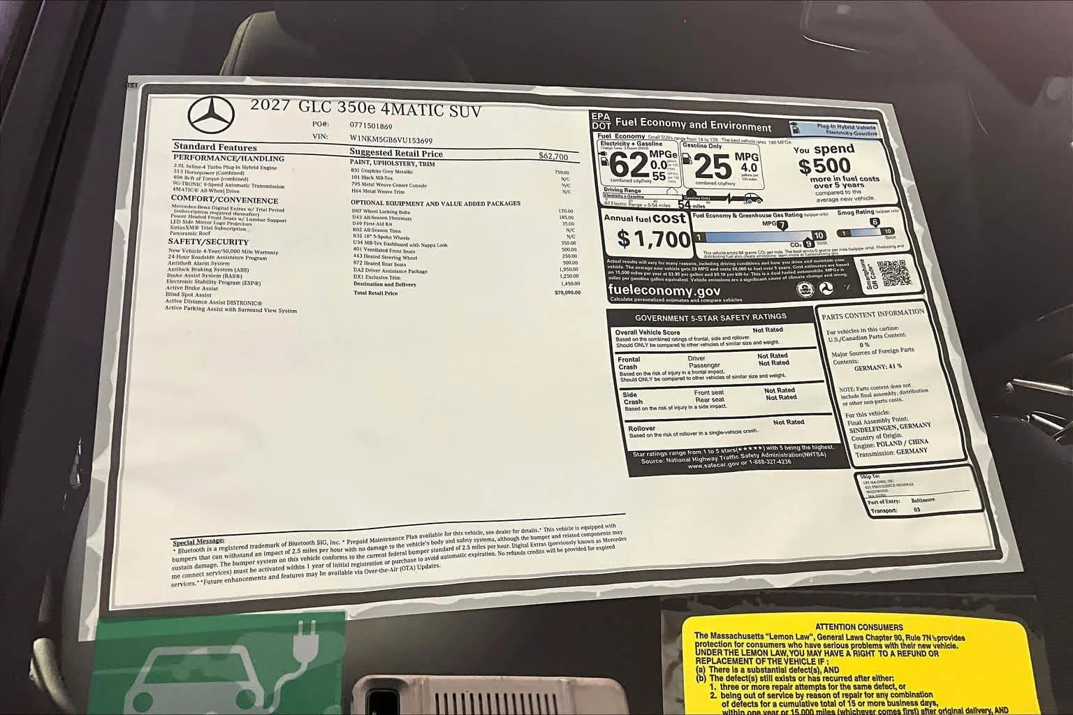 New 2027 Graphite Grey Metallic Mercedes-Benz GLC 350e image 18