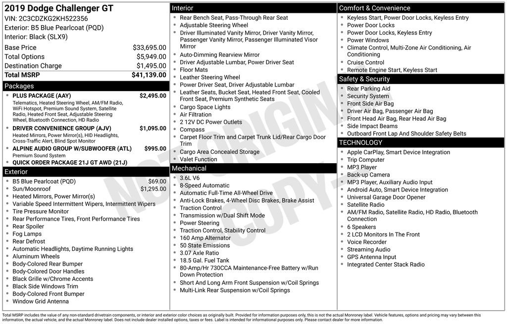 Used 2019 Blue Dodge GT image 2