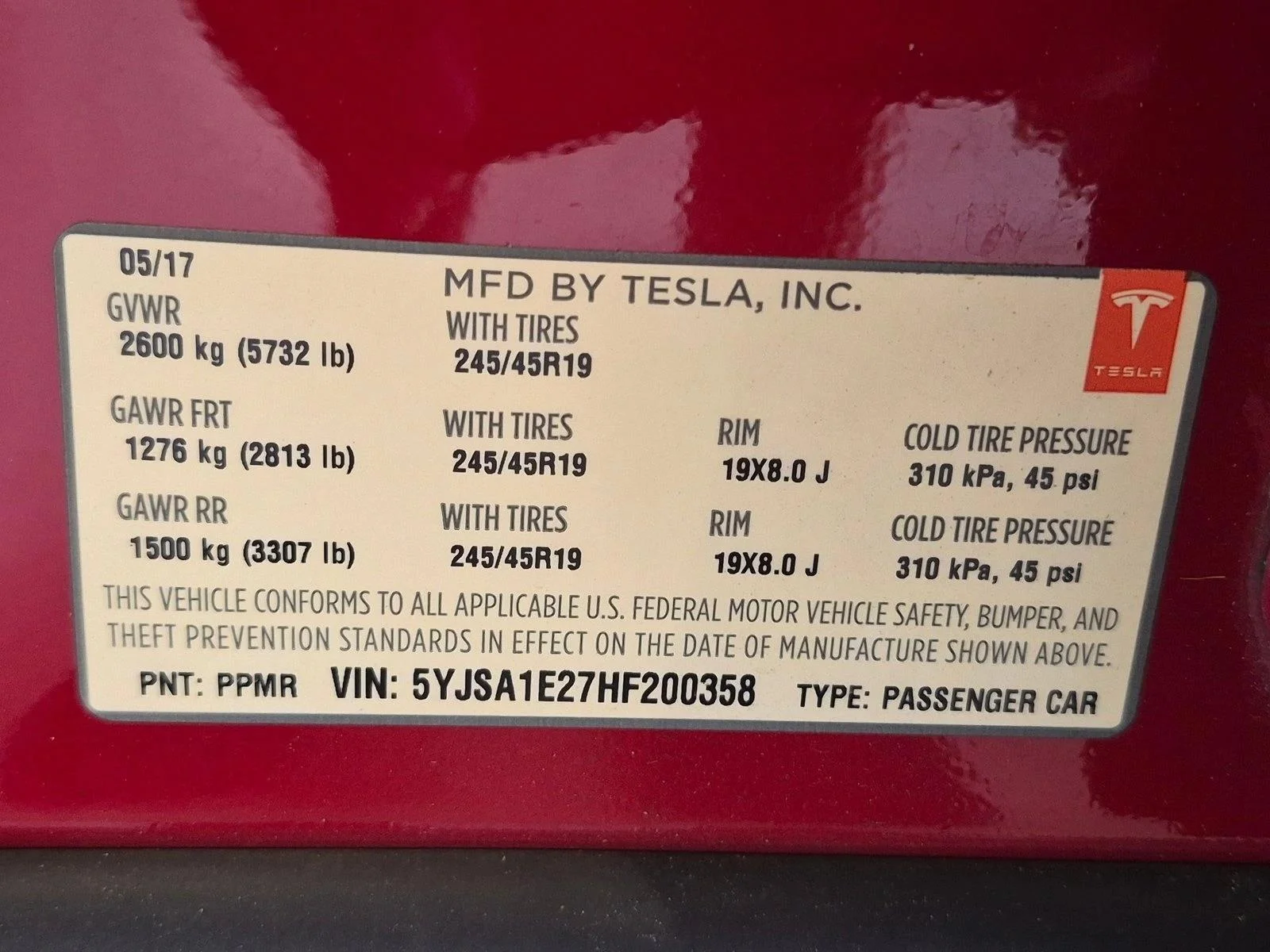 Used 2017 Red Tesla 75D image 16