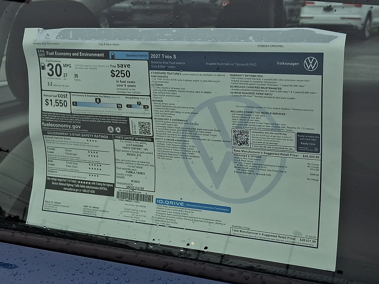 New 2027 Monterey Blue Pearl - U1U1 Volkswagen S image 4