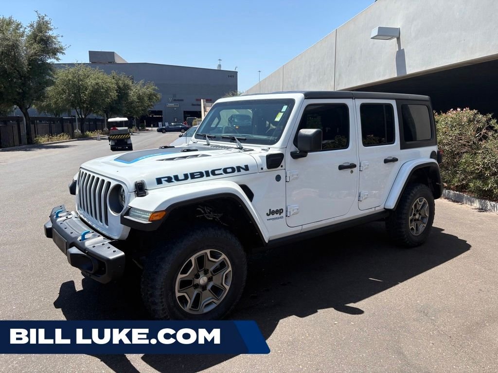 Used 2021 White Jeep Unlimited Rubicon 4xe image 1