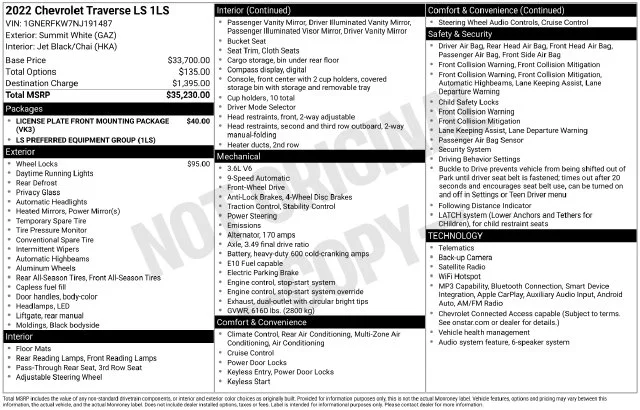 Used 2022 White Chevrolet LS image 20
