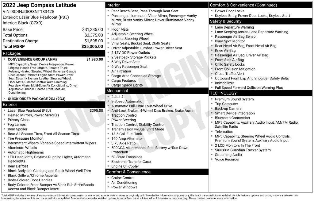 Used 2022 Blue Jeep Latitude image 3