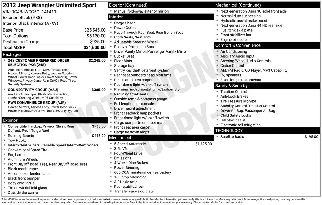 Used 2012 Black Jeep Unlimited Sport image 6