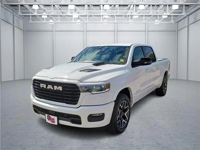 Used 2025 Bright White Clearcoat RAM Laramie 4x4 Crew Cab 144.5 in. WB image 1