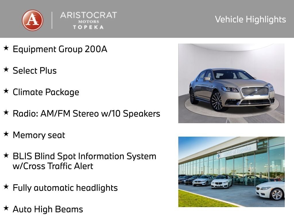 Used 2017 Lincoln Continental Select with VIN 1LN6L9SK1H5624002 for sale in Kansas City