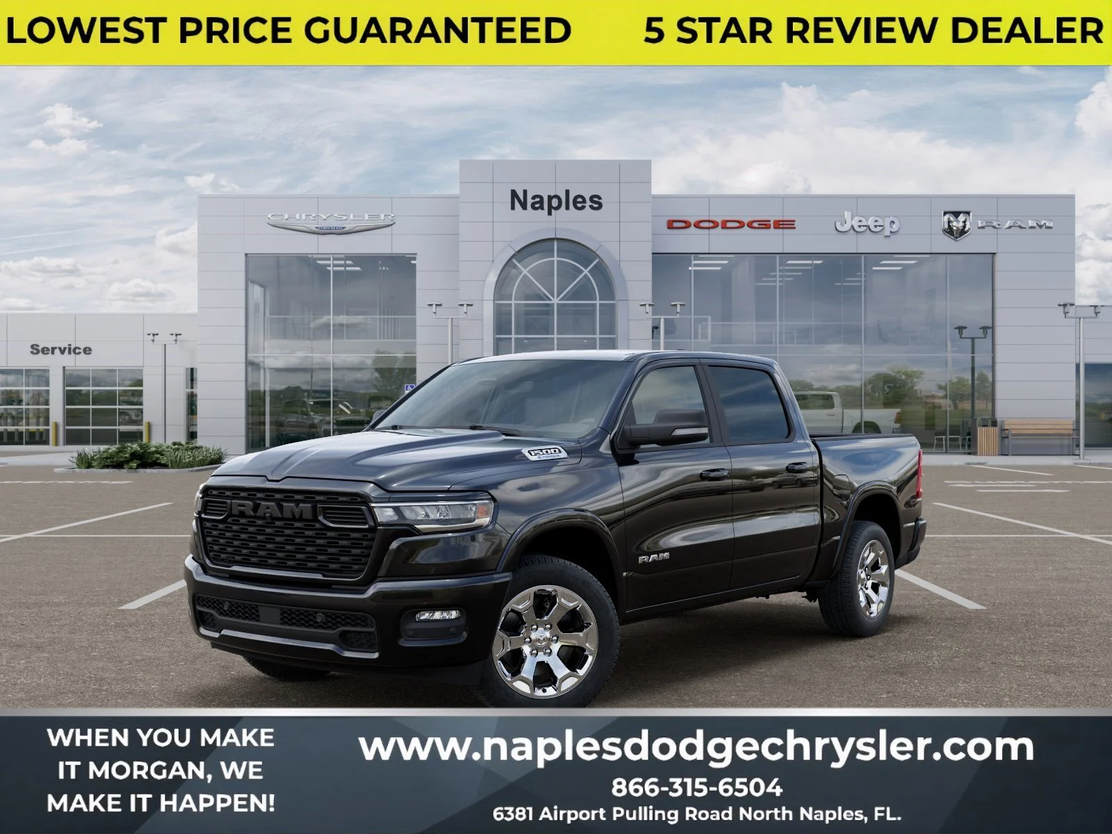 New 2026 Diamond Black Crystal Pearl-Coat Exterior Paint RAM Big Horn image 1