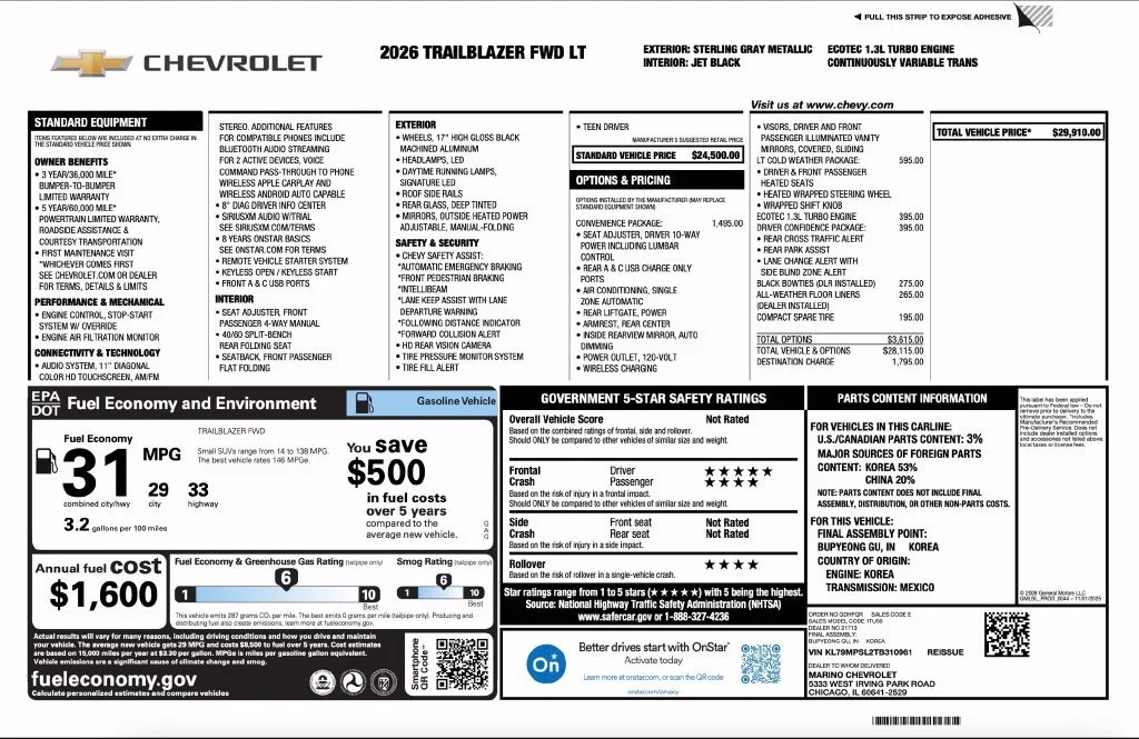 New 2026 Sterling Gray Metallic Chevrolet LT image 2