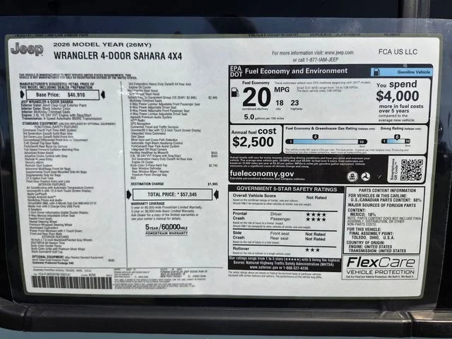 New 2026 Anvil Clear-Coat Exterior Paint Jeep Sahara image 3