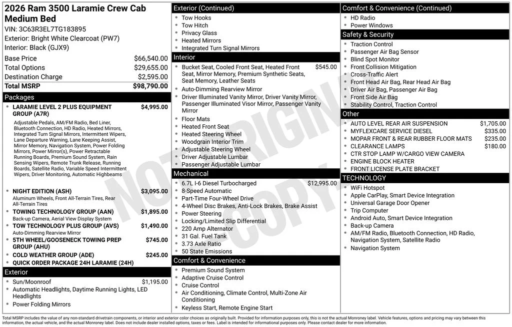 New 2026 Bright White Clear-Coat Exterior Paint Ram Laramie image 7