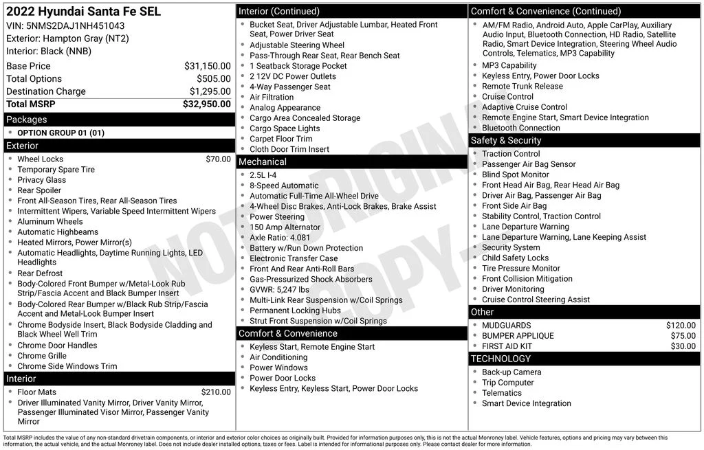 Used 2022 Hampton Gray Hyundai SEL image 40