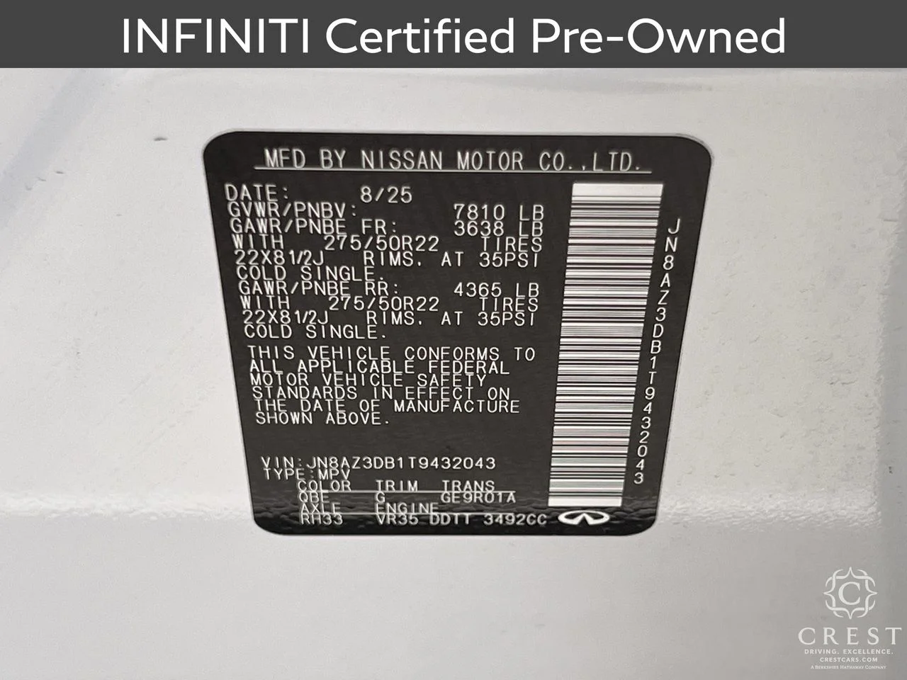 Certified Used 2026 Radiant White INFINITI SPORT image 34