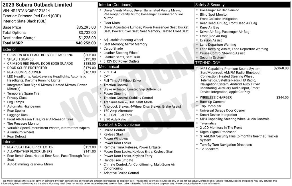 Used 2023 Red Subaru Limited image 26