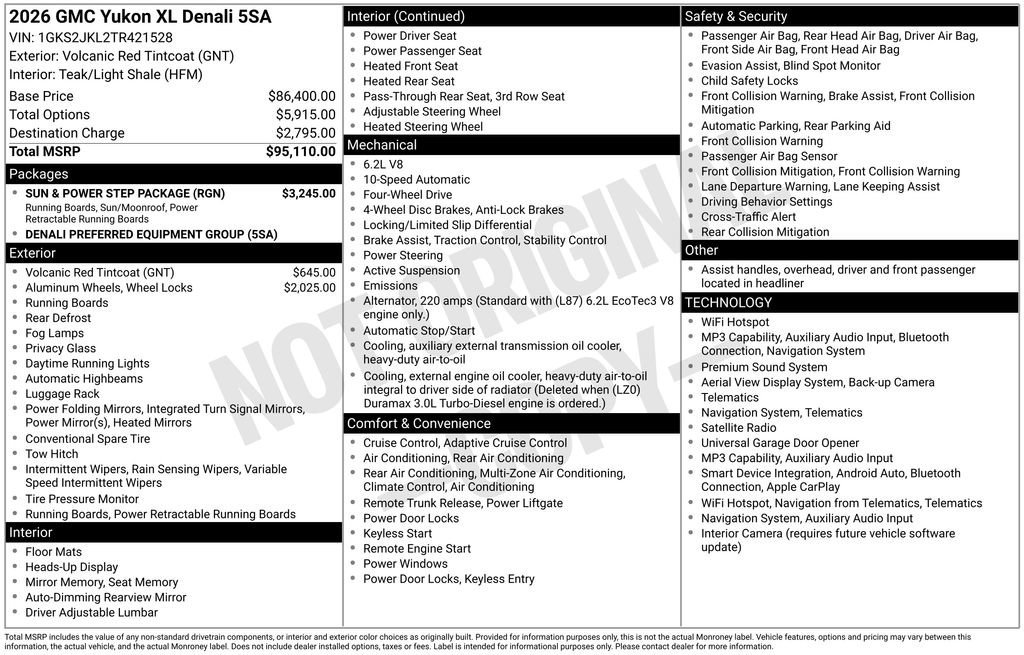 New 2026 Volcanic Red Tintcoat GMC Denali image 19