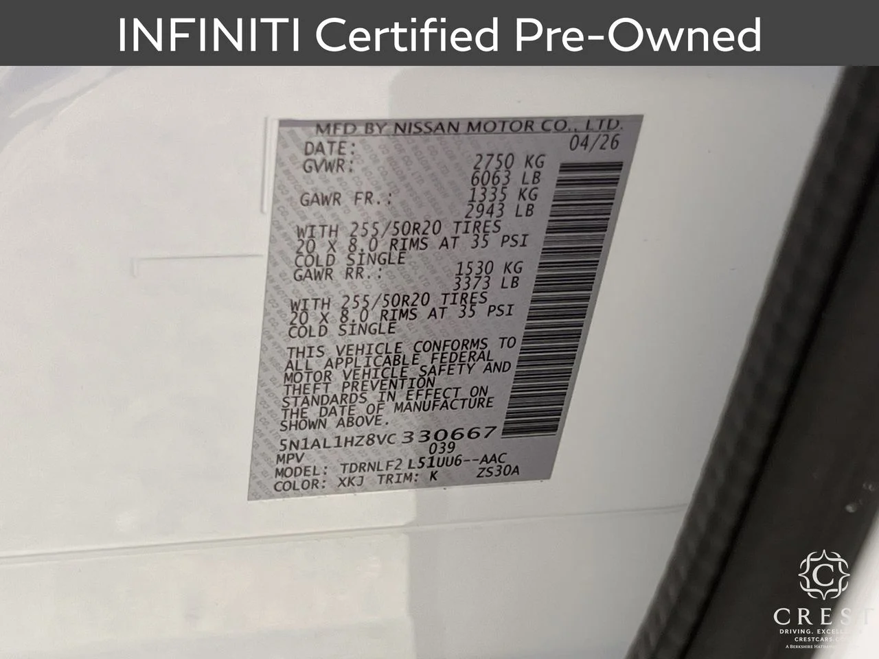 Certified Used 2027 Radiant White Black Obsidian INFINITI AUTOGRAPH image 34