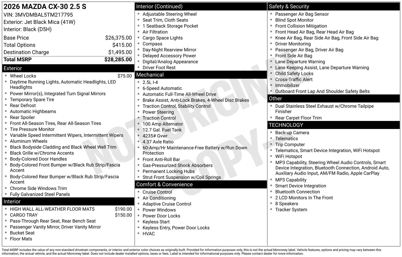 New 2026 Jet Black Mica Mazda 2.5 S image 4