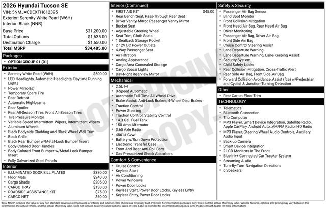 Used 2026 White Hyundai SE image 1