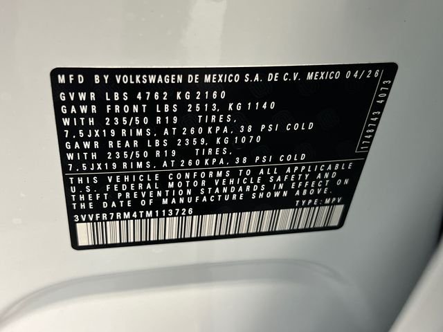 New 2026 White Volkswagen 2.0T SE image 21