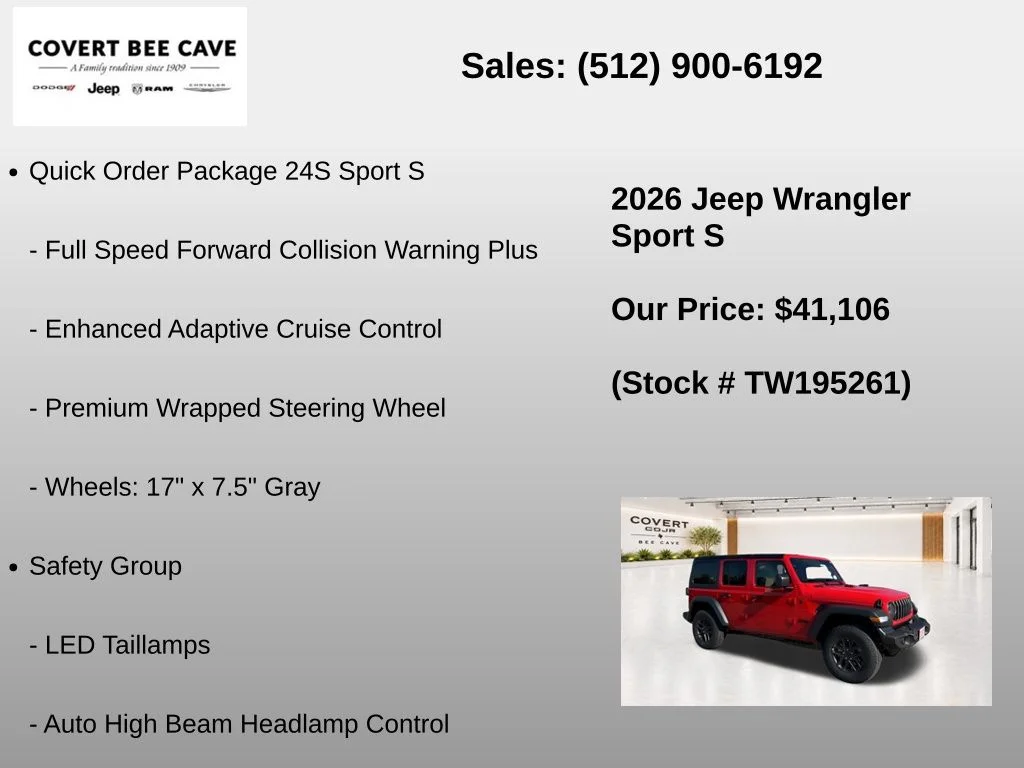 New 2026 Red Jeep Sport S image 13