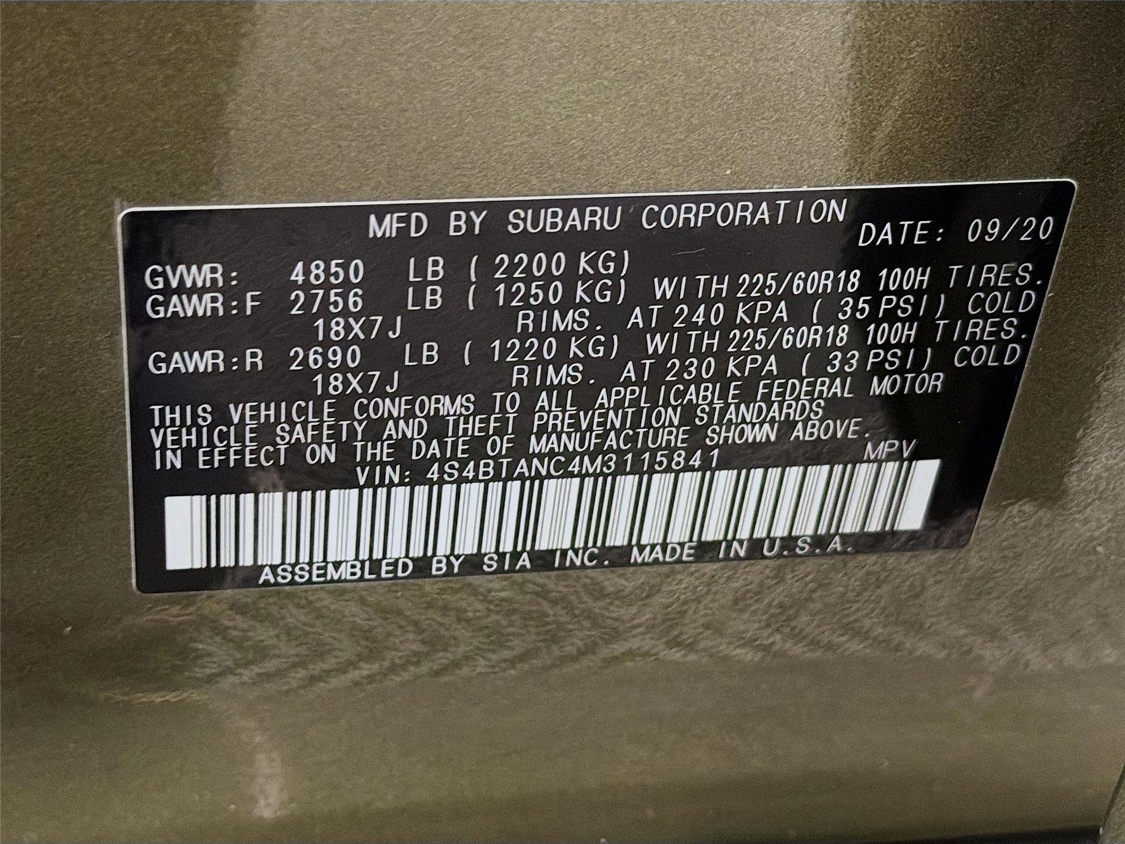 Used 2021 GREEN SUBARU  image 40