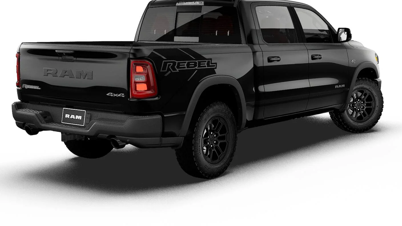 New 2027 Diamond Black Crystal Pearl-Coat Exterior Paint RAM REBEL image 2