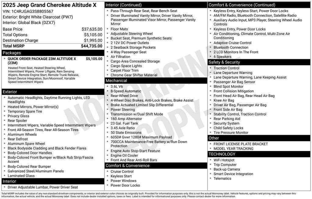 New 2025 Bright White Clear-Coat Exterior Paint Jeep Altitude X image 21