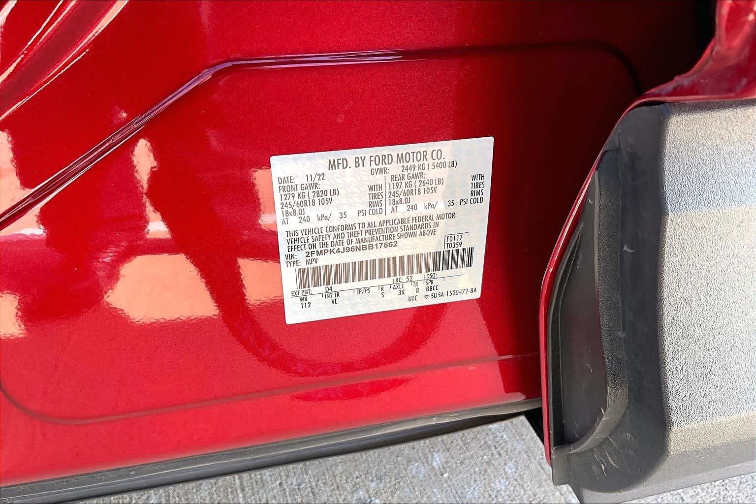Used 2022 Rapid Red Metallic Tinted Clearcoat Ford SEL image 36