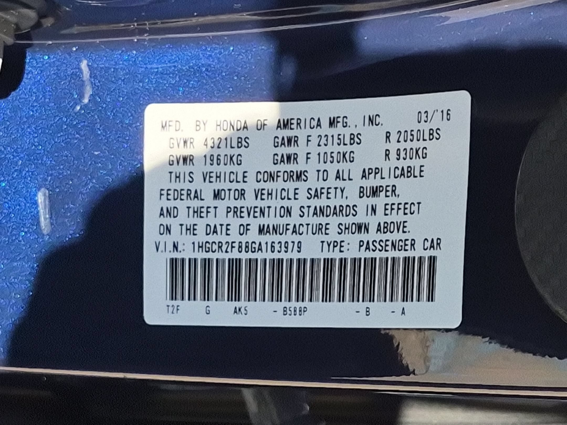 Certified Used 2016 Obsidian Blue Pearl Honda EX-L Sedan image 33