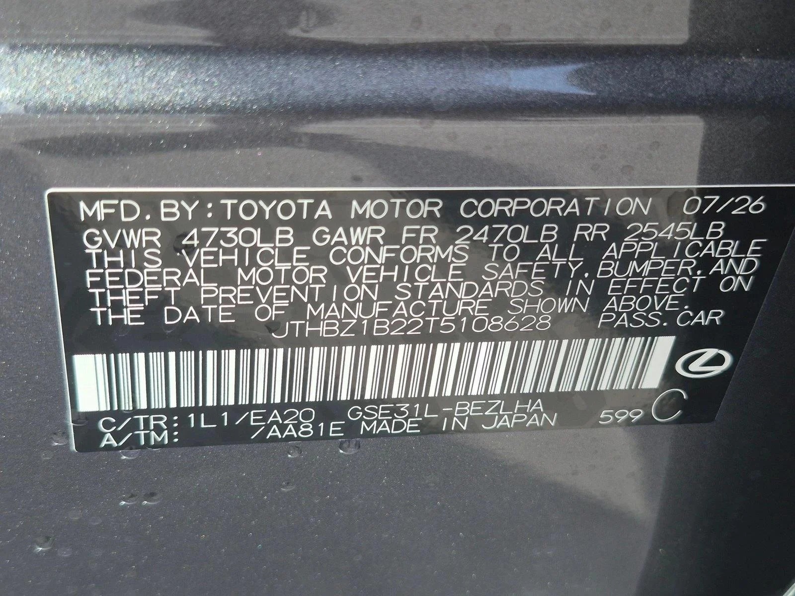 New 2026 Cloudburst Gray Lexus  350 F SPORT DESIGN image 17