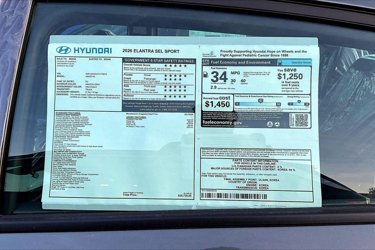 New 2026 Gray Hyundai SEL Sport image 33