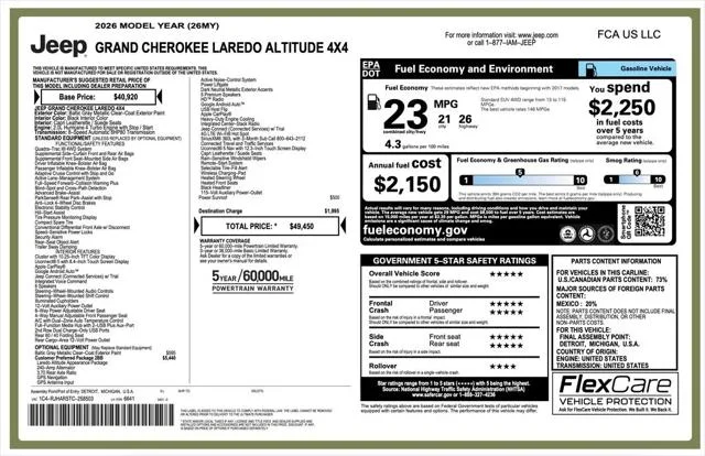 New 2026 Baltic Gray Metallic Clear-Coat Exterior Paint Jeep Laredo image 2