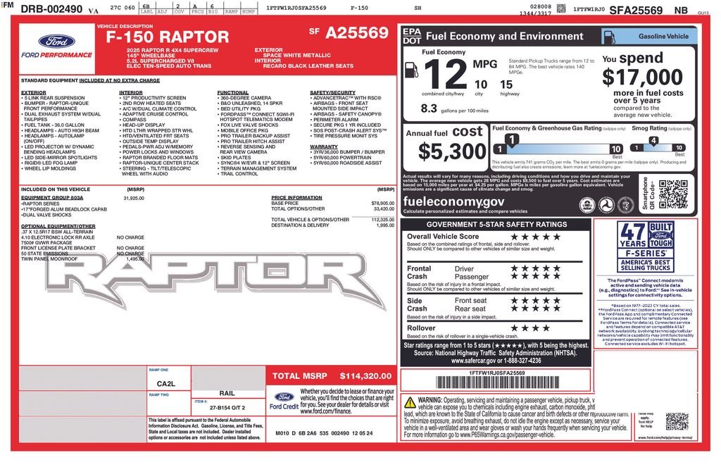 Used 2025 White Ford Raptor image 7