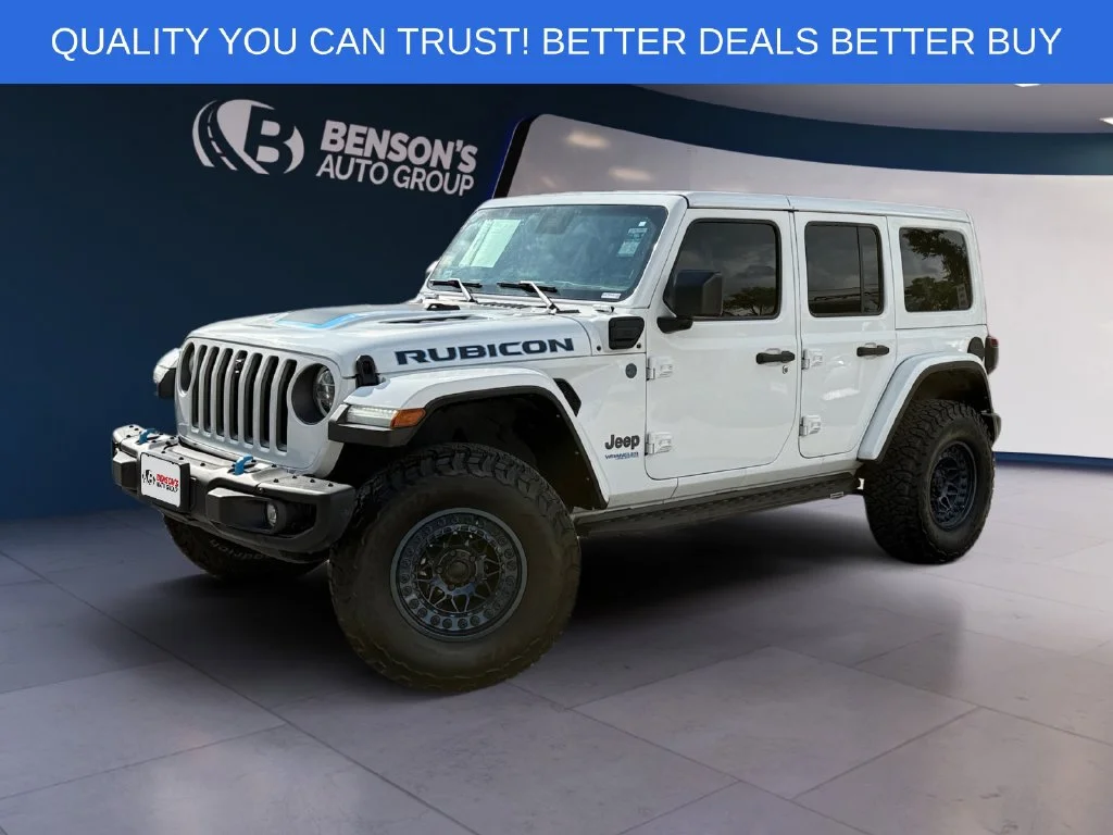 Used 2021 White Jeep Unlimited Rubicon 4xe image 1