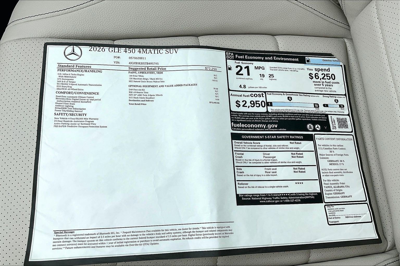 New 2026 Polar White Mercedes-Benz GLE 450 image 28