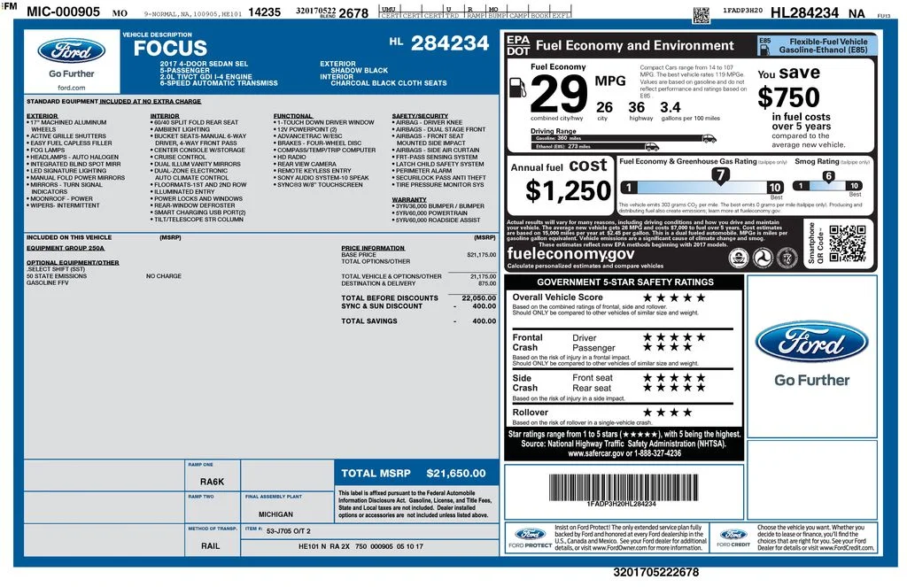 Used 2017 Black Ford SEL image 2