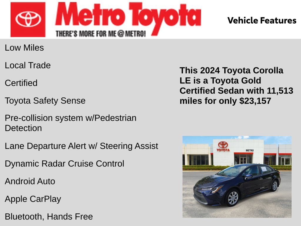 Certified Used 2024 Blue Toyota LE image 6