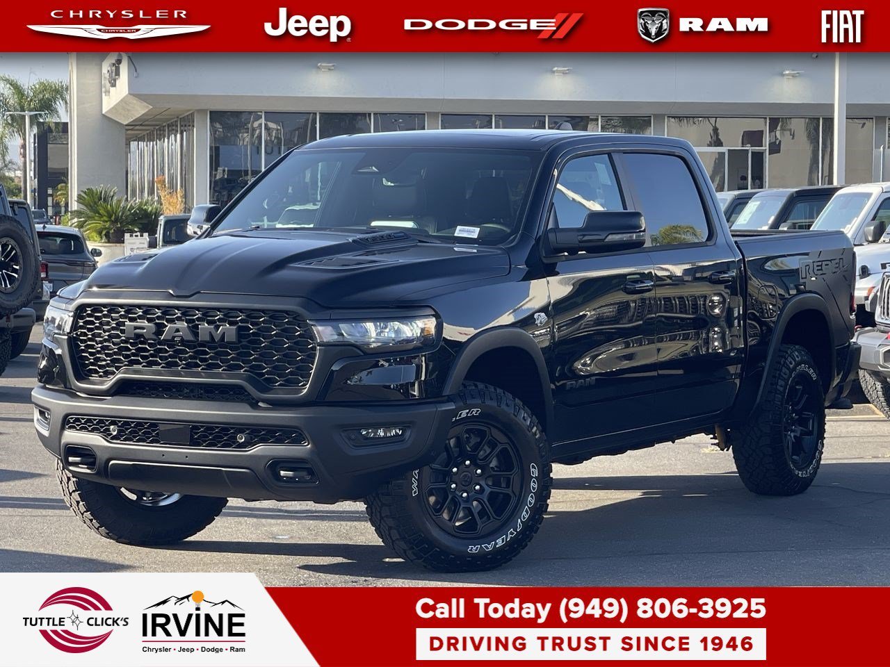 New 2026 Diamond Black Crystal Pearl-Coat Exterior Paint RAM Rebel image 1